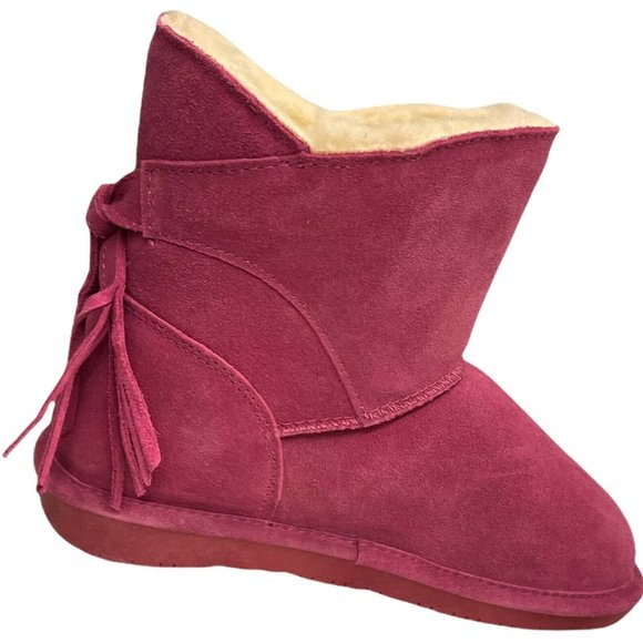 Big Girls Size (3) BEARPAW Mia Boots, from Finish Line Pink Suede Sheepskin - Picture 7 of 12